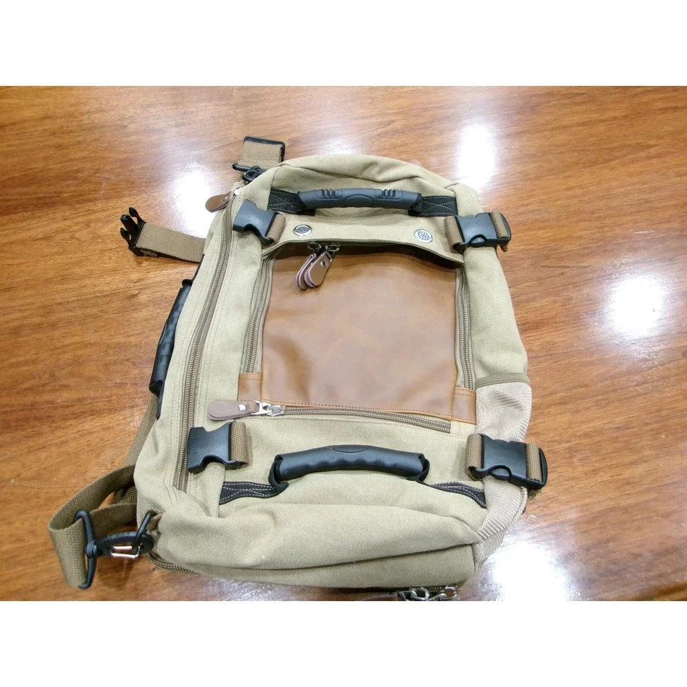 Kaka Convertible Laptop Backpack Messenger Bag Khaki Canvas‎ Tactical Travel Bag